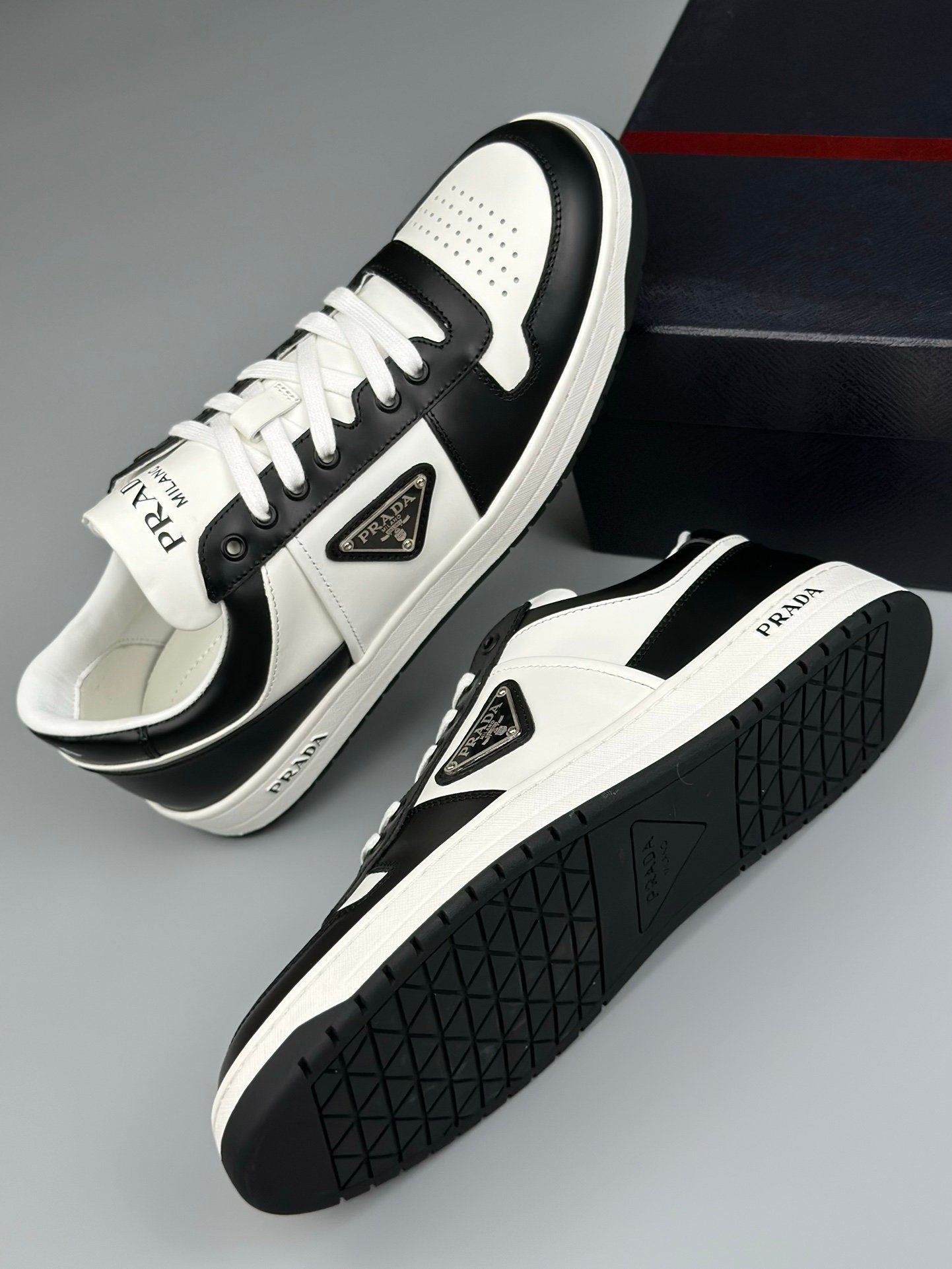 Prada Downtown Low Top White Black