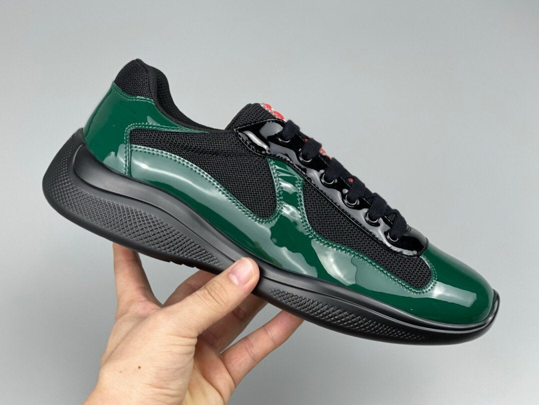 Prada Americas Cup Black & Green Trainers Patent