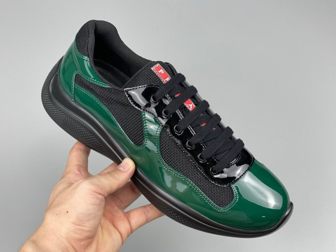 Prada Americas Cup Black & Green Trainers Patent