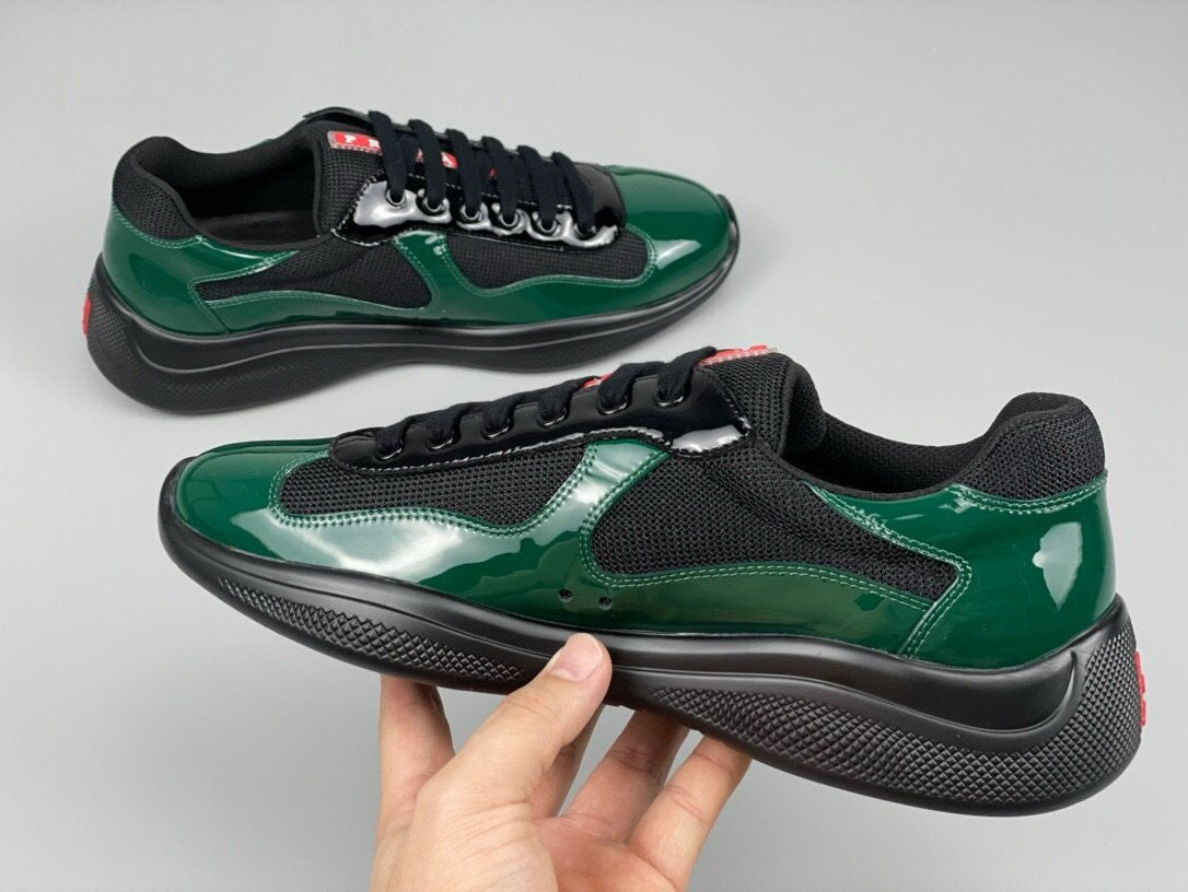 Prada Americas Cup Black & Green Trainers Patent