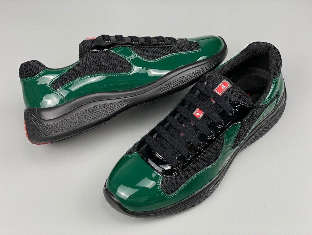Prada Americas Cup Black & Green Trainers Patent