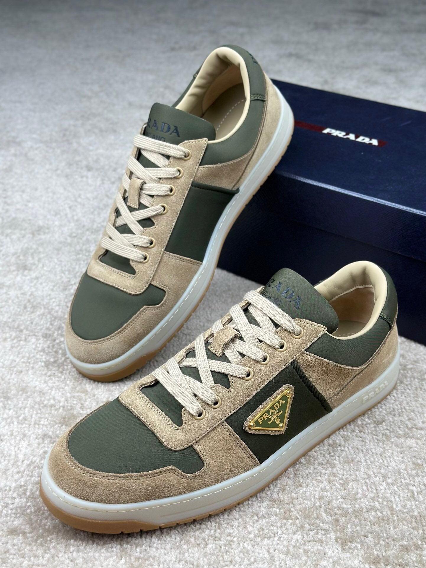Prada Downtown Delavé Suede & Re-Nylon