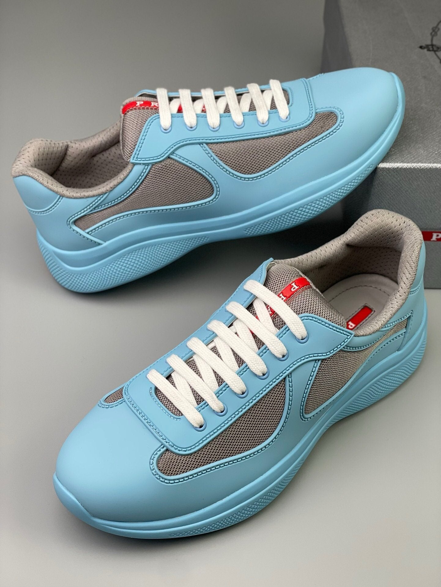 Prada Americas Cup Icon Soft Baby Blue Trainers
