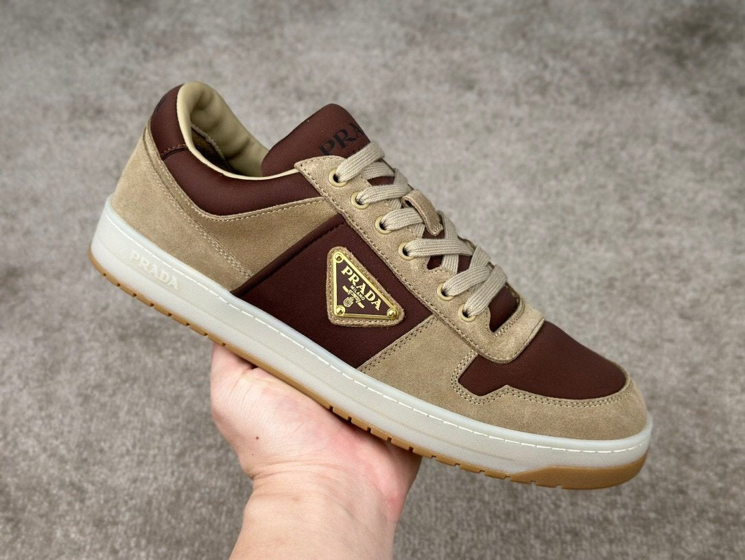 Prada Downtown Beige Suede & Re-Nylon