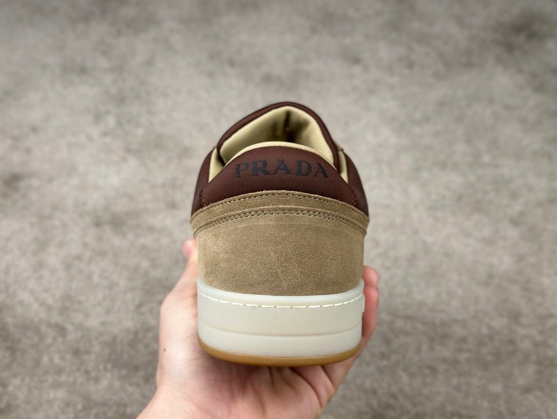 Prada Downtown Beige Suede & Re-Nylon