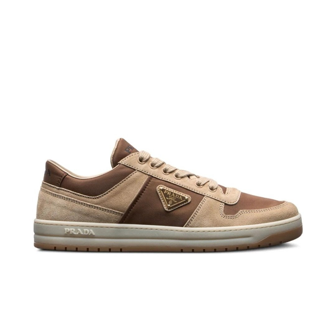 Prada Downtown Beige Suede & Re-Nylon