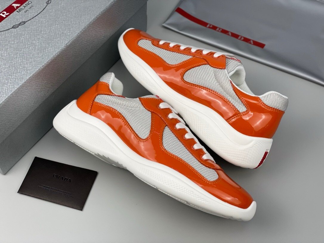 Prada Americas Cup Orange Grey  Trainers