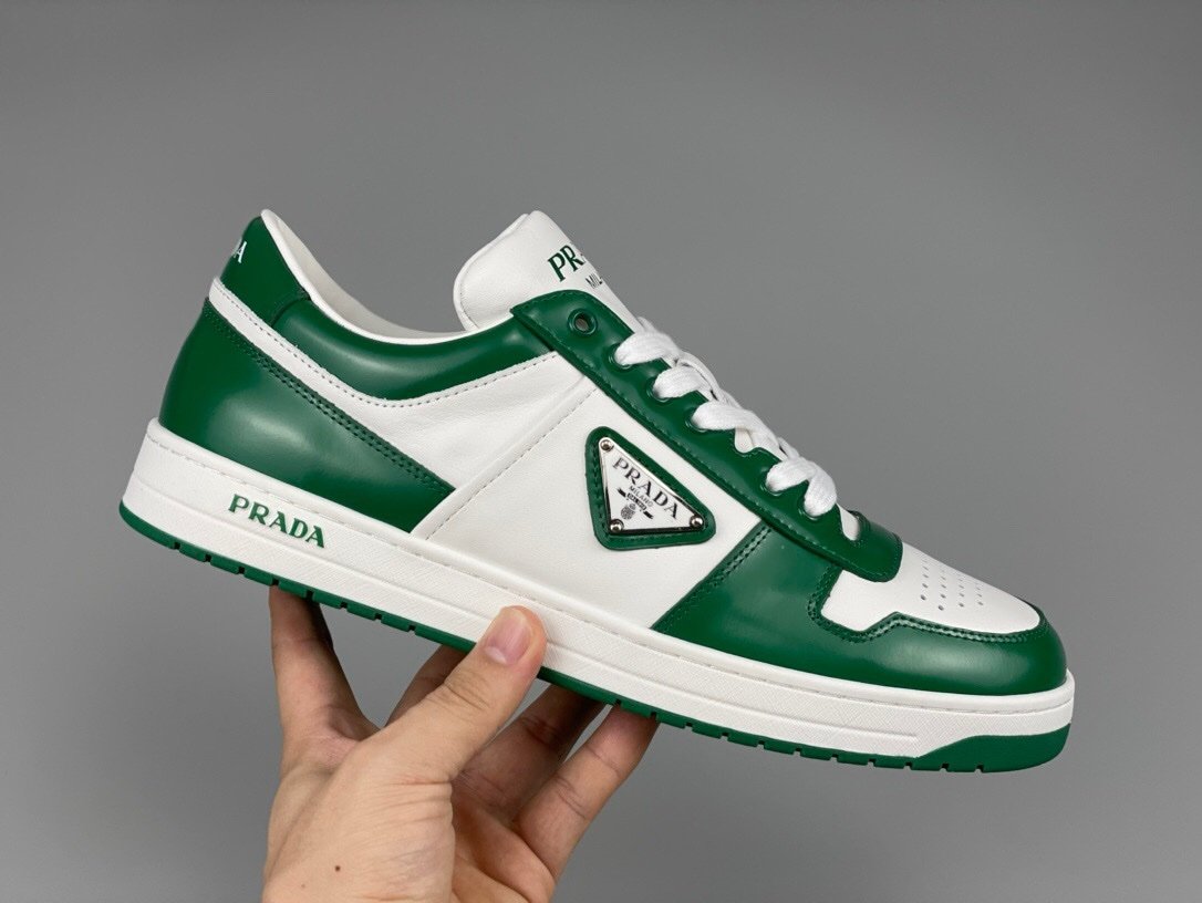 Prada Downtown Leather White Green Re-Nylon