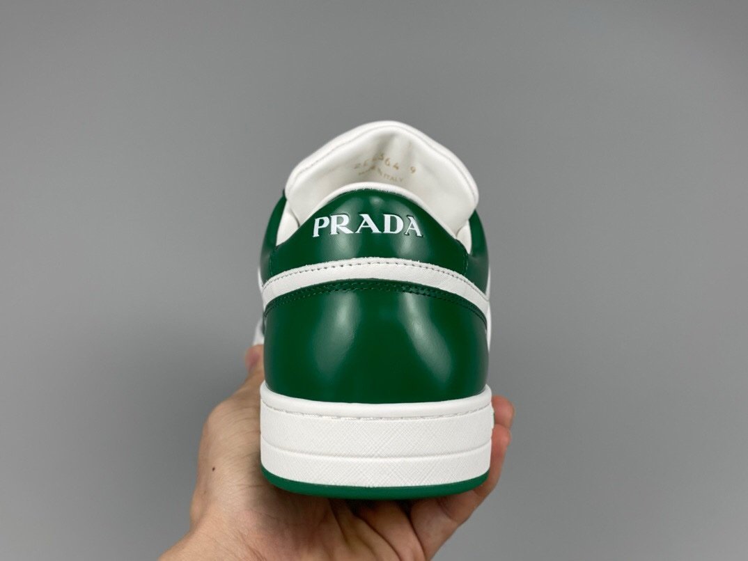 Prada Downtown Leather White Green Re-Nylon