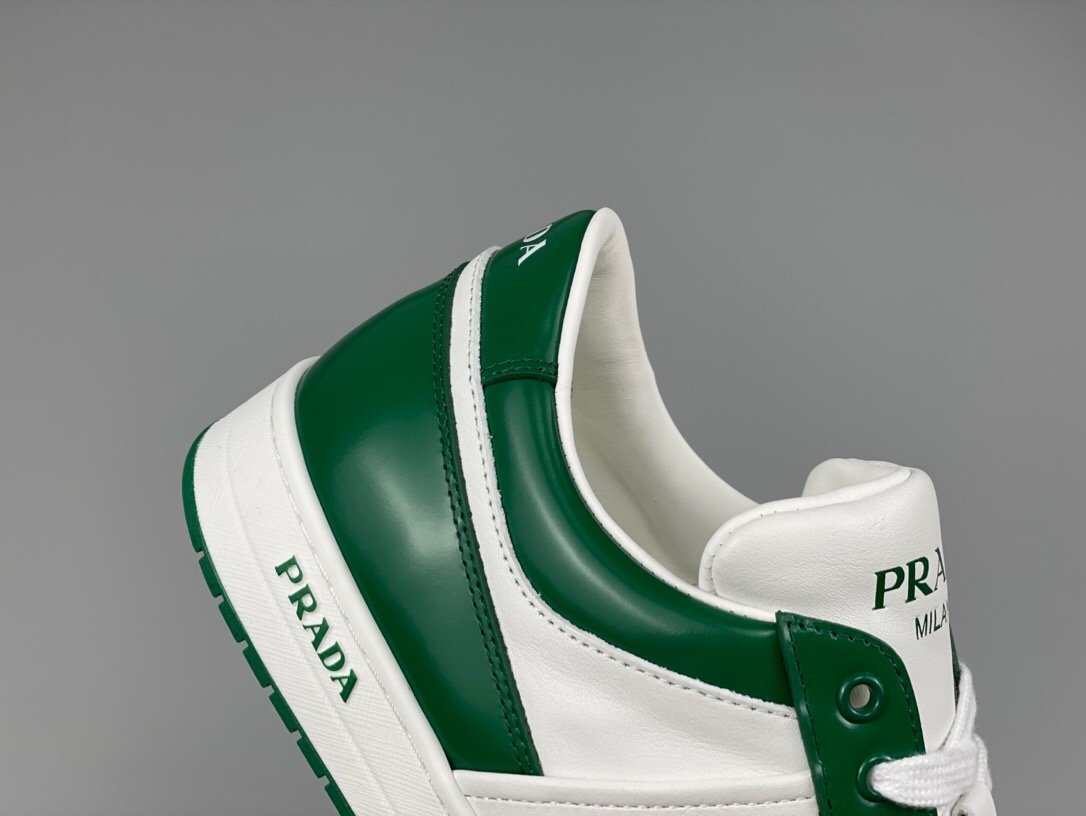 Prada Downtown Leather White Green Re-Nylon