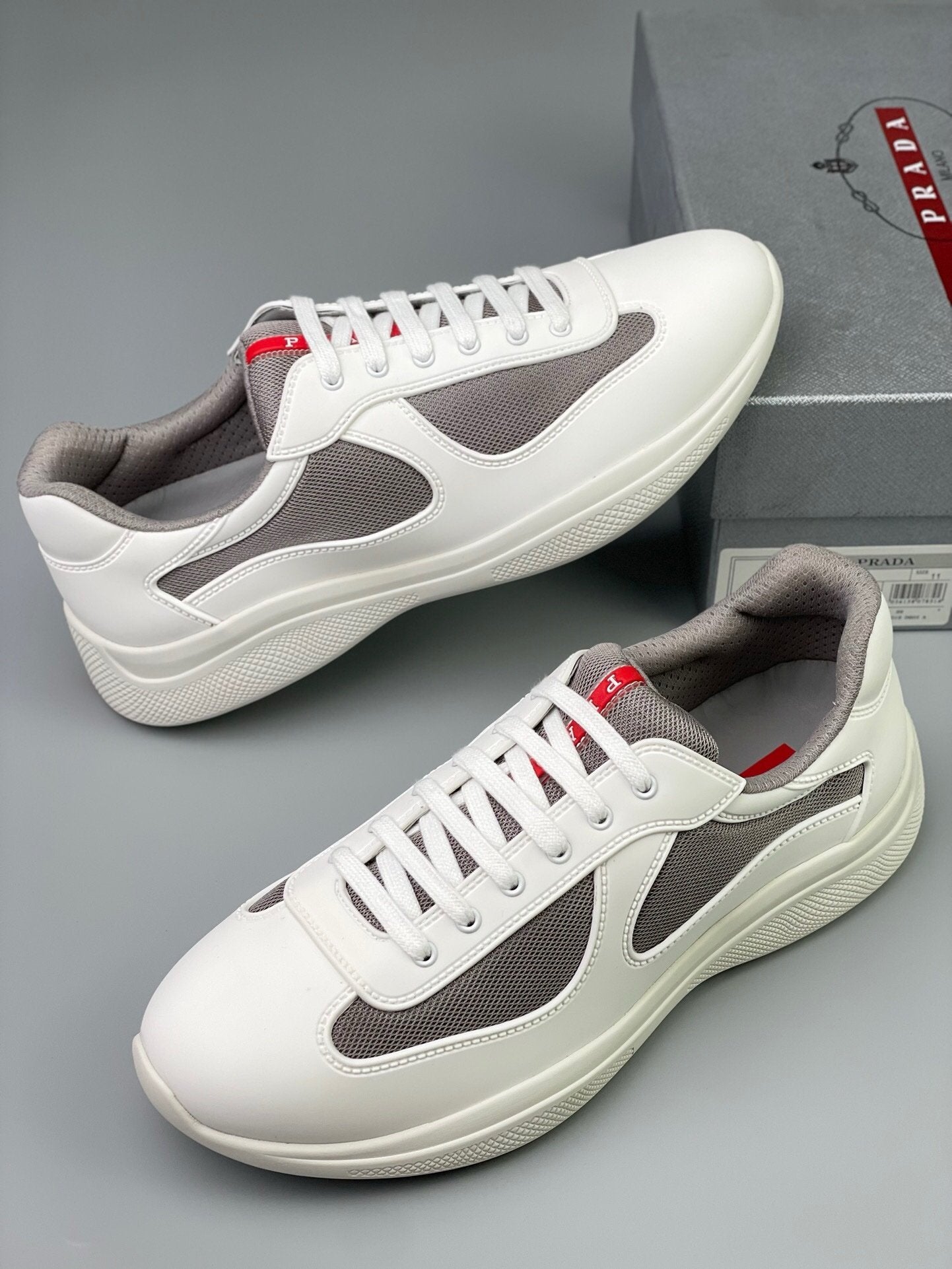 Prada Americas Cup Icon Soft White Grey Trainers