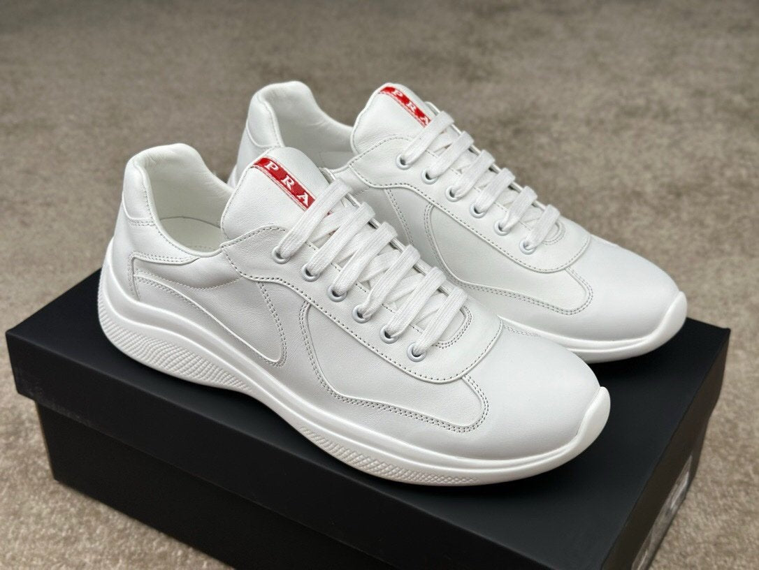 Prada Americas Cup Full Leather White Trainers