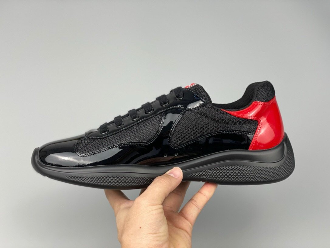 Prada Americas Cup  Black Red Patent Trainers