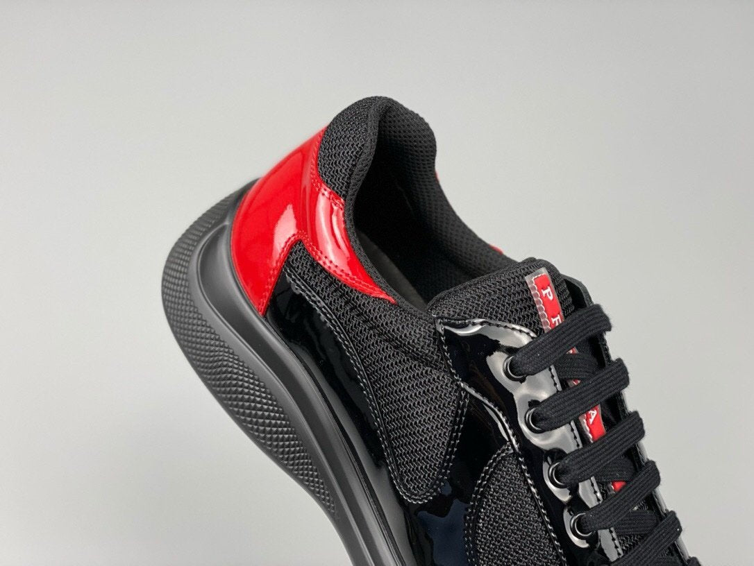 Prada Americas Cup  Black Red Patent Trainers