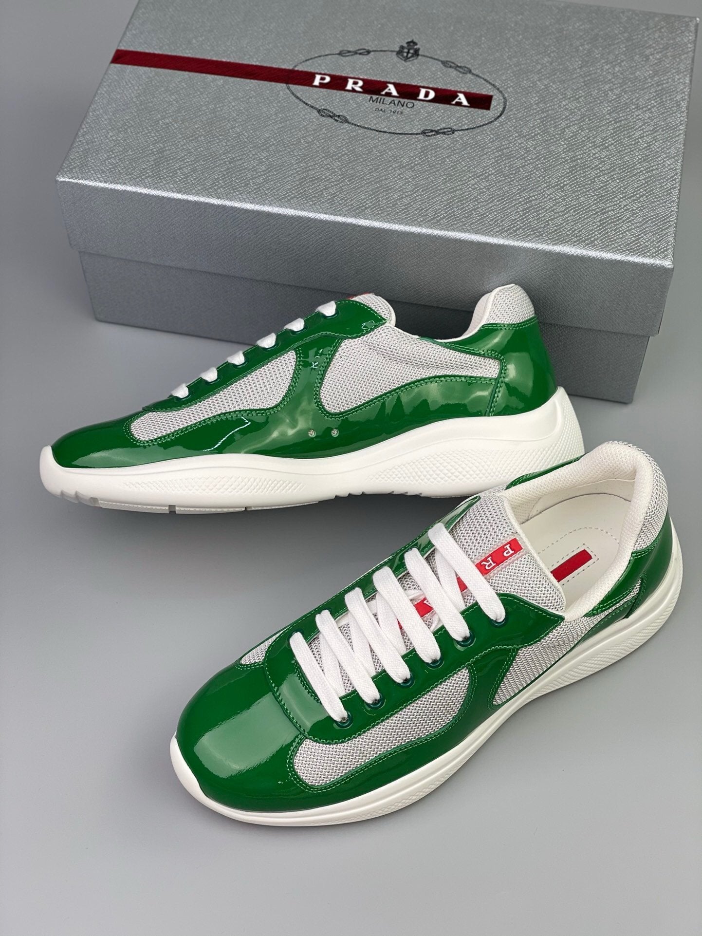 Prada Americas Cup Green Grey  Trainers