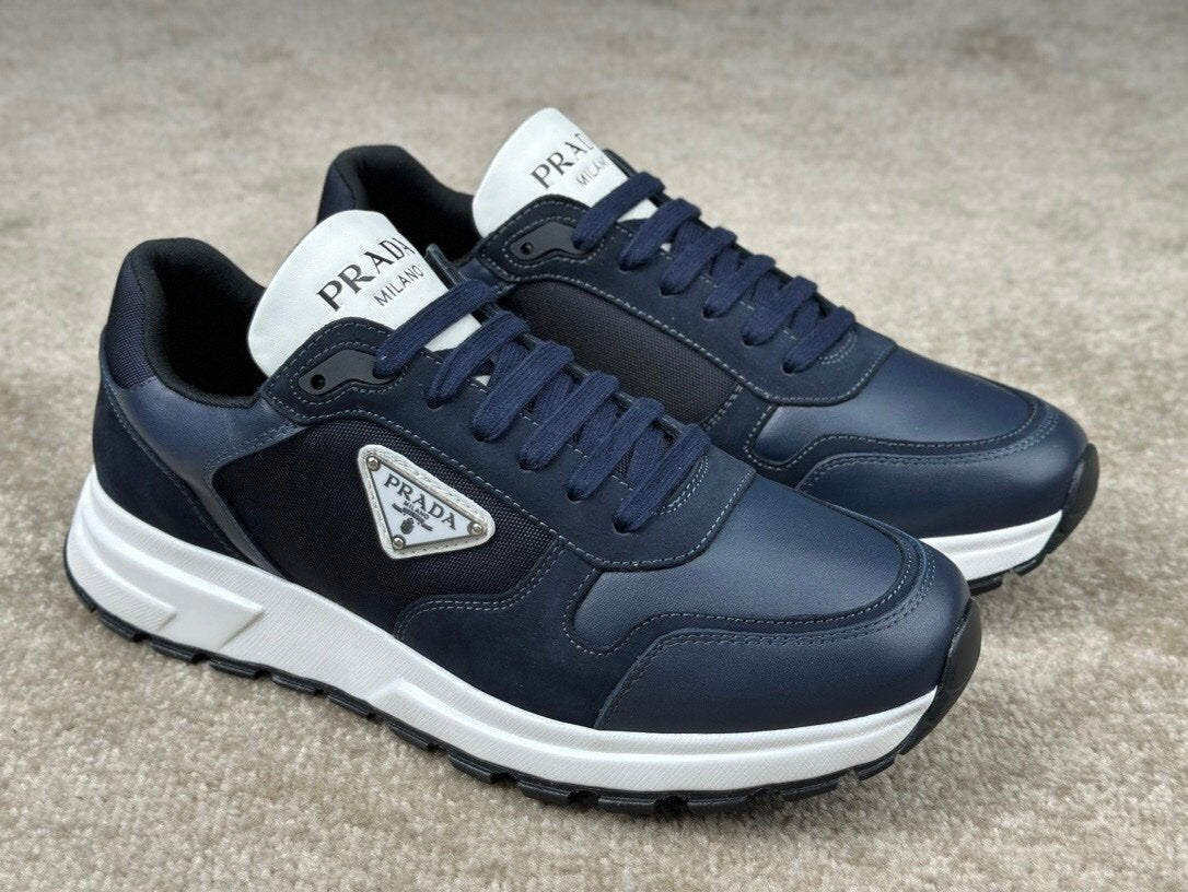 Prada Leather & Re-Nylon Navy White
