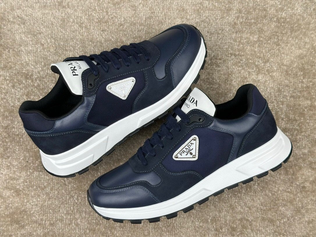 Prada Leather & Re-Nylon Navy White