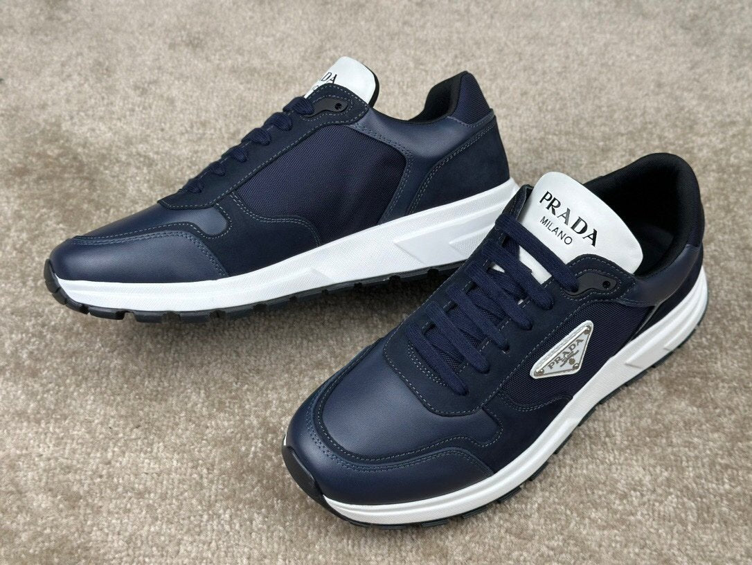 Prada Leather & Re-Nylon Navy White