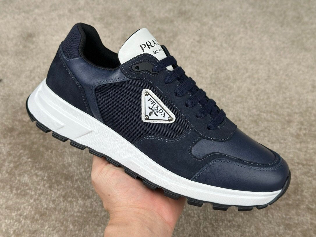 Prada Leather & Re-Nylon Navy White