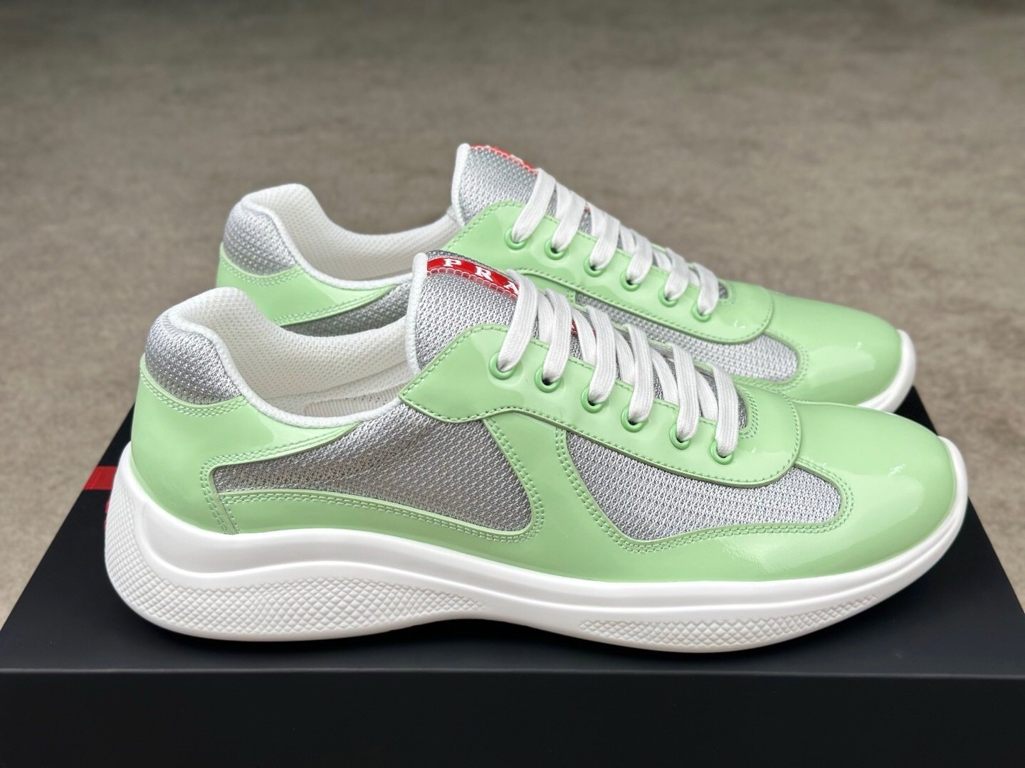 Prada Americas Cup Dark Mint Green Grey  Trainers