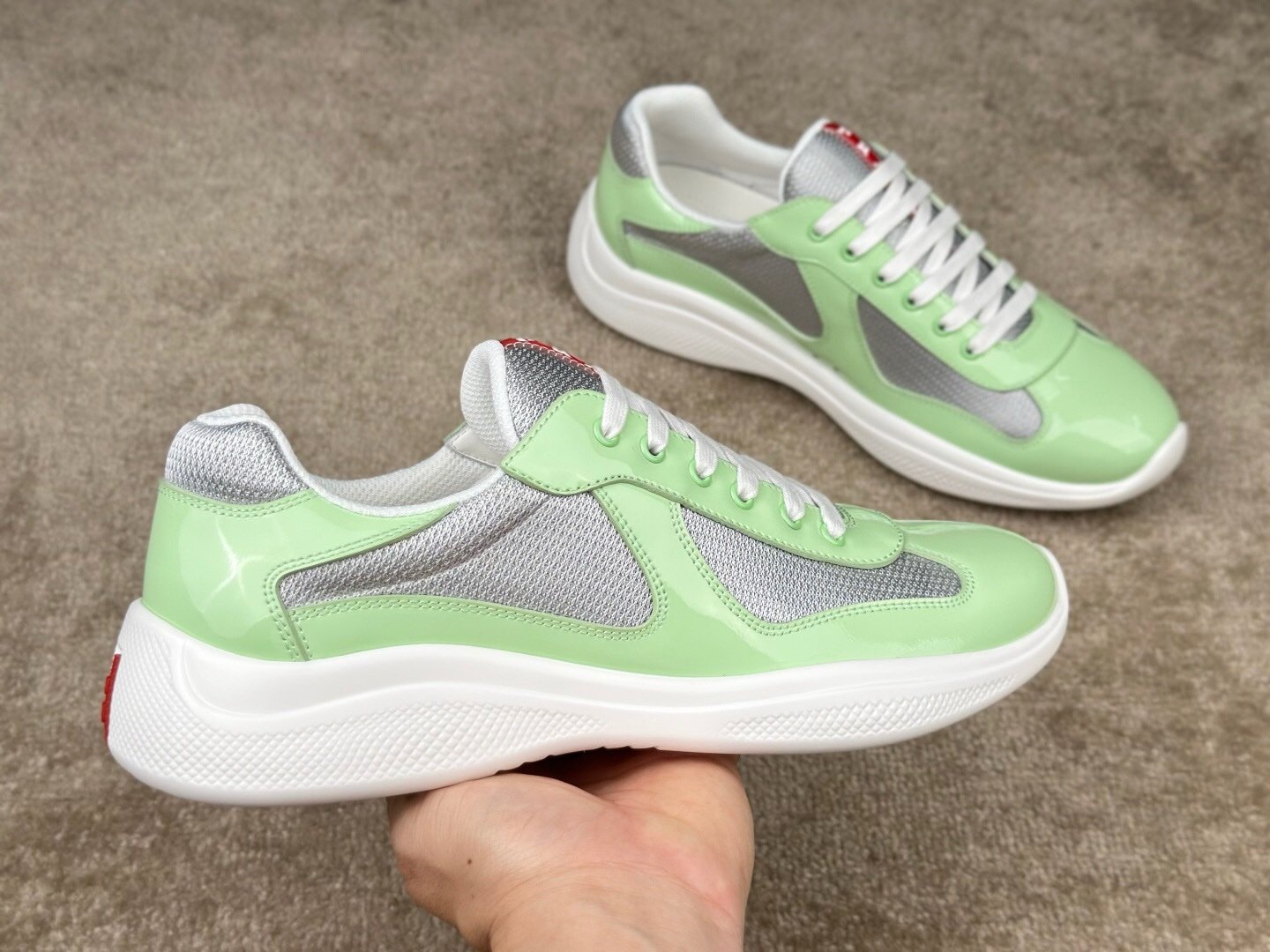 Prada Americas Cup Dark Mint Green Grey  Trainers