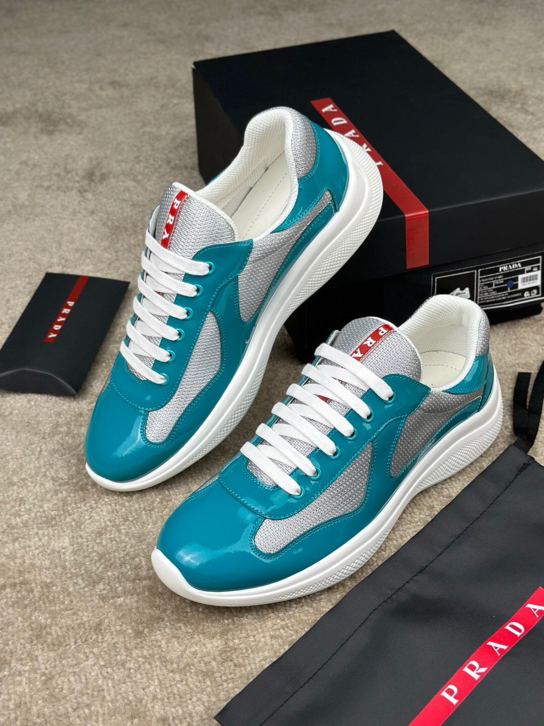 Prada Americas Cup Petrol Grey  Trainers
