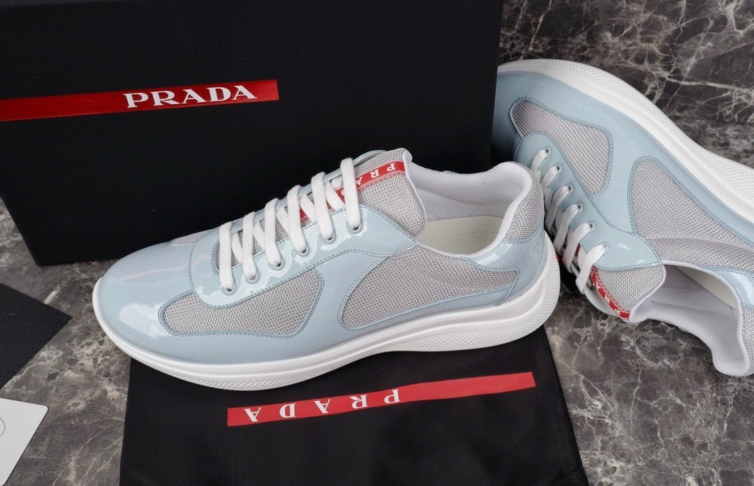 Prada Americas Cup Baby Blue Grey  Trainers