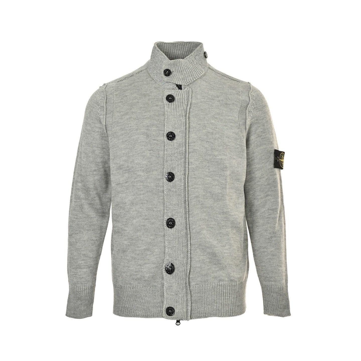 Stone Island Knitted Lambswool Zip Cardigan Grey