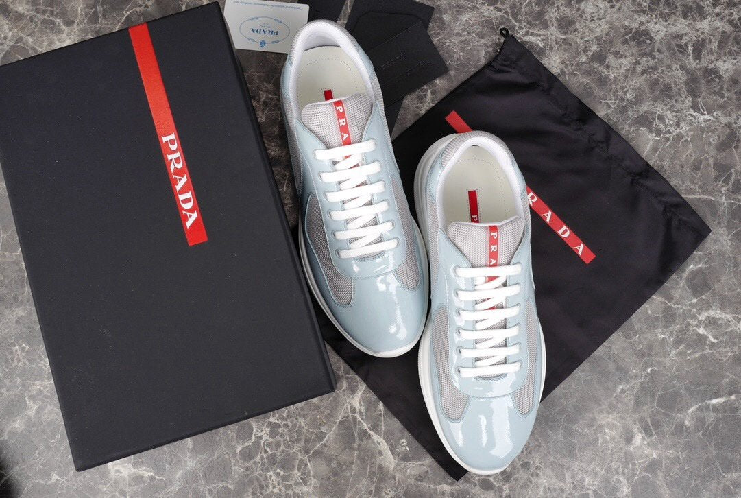 Prada Americas Cup Baby Blue Grey  Trainers