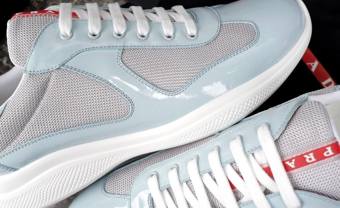 Prada Americas Cup Baby Blue Grey  Trainers