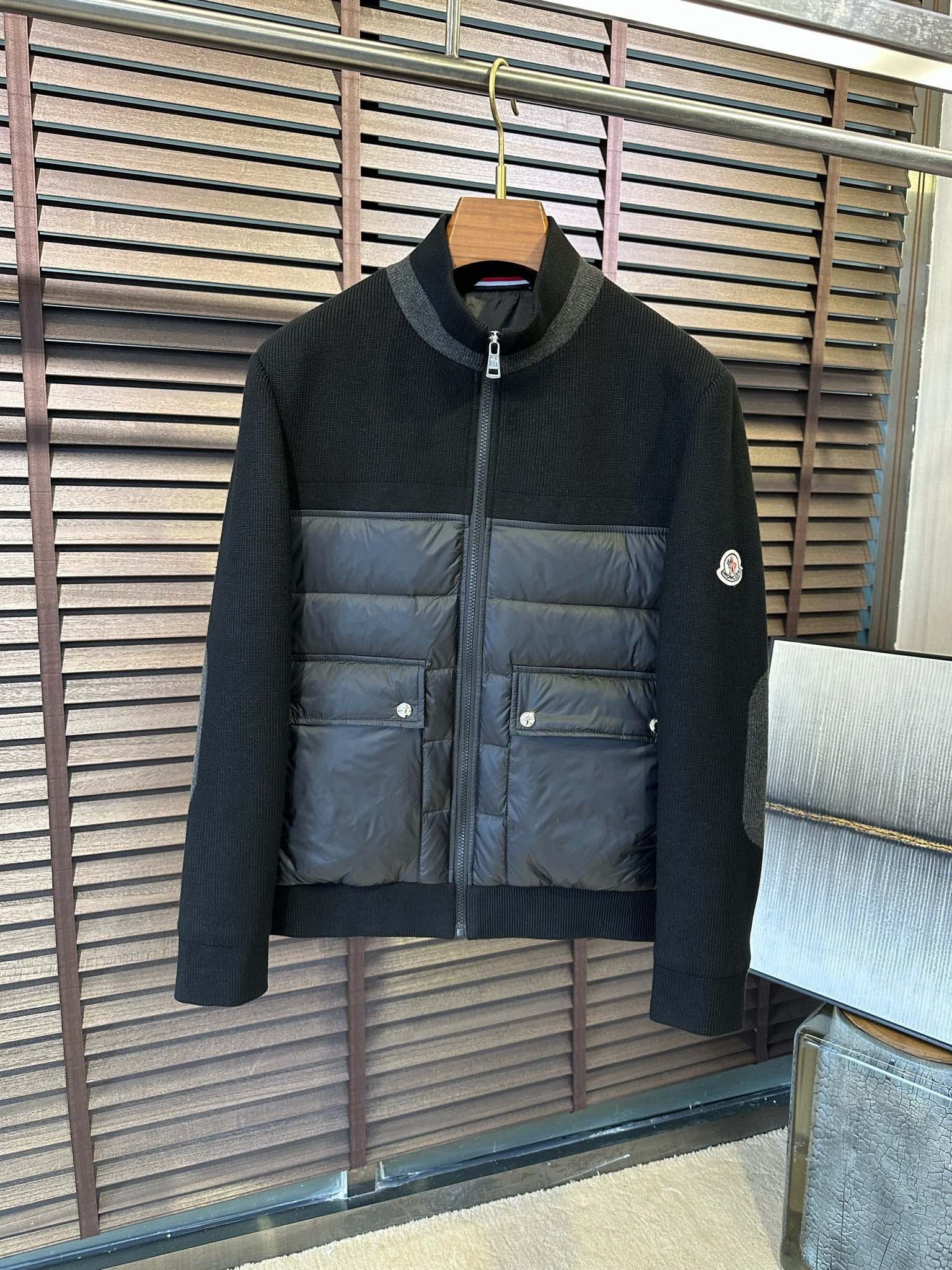 Moncler Knitted Padded Cardigan Jacket Black