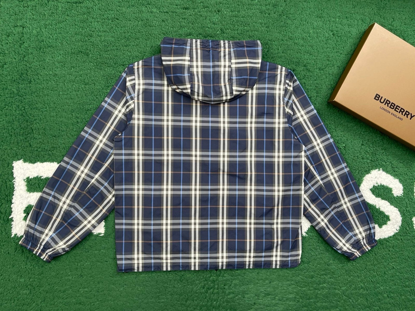 Burberry Dark Blue Polyester Reversible Windbreaker