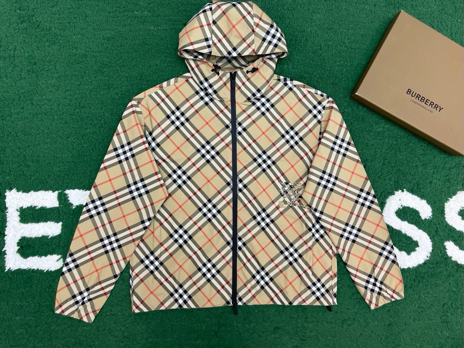 Burberry Check Jacket In Sand