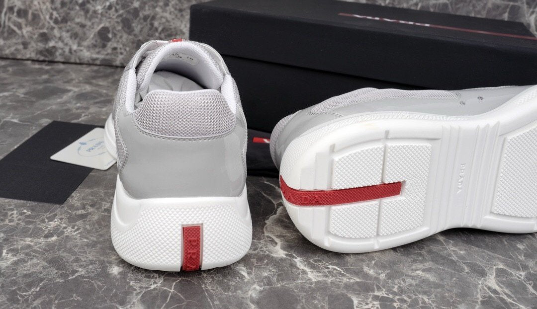 Prada Americas Cup Grey Patent Trainers