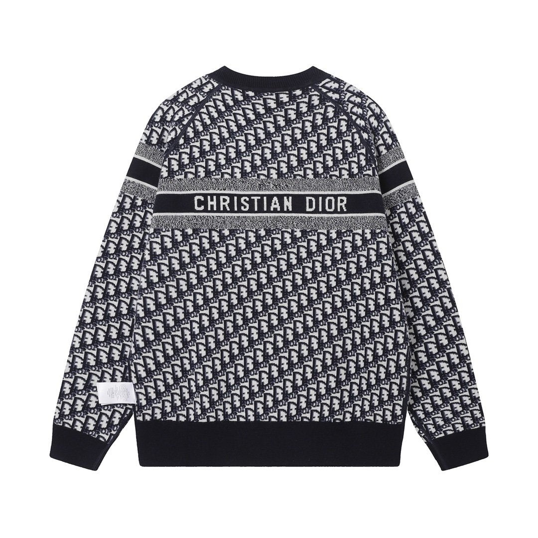 Dior Reversible Round Neck Sweater Blue Double-Sided