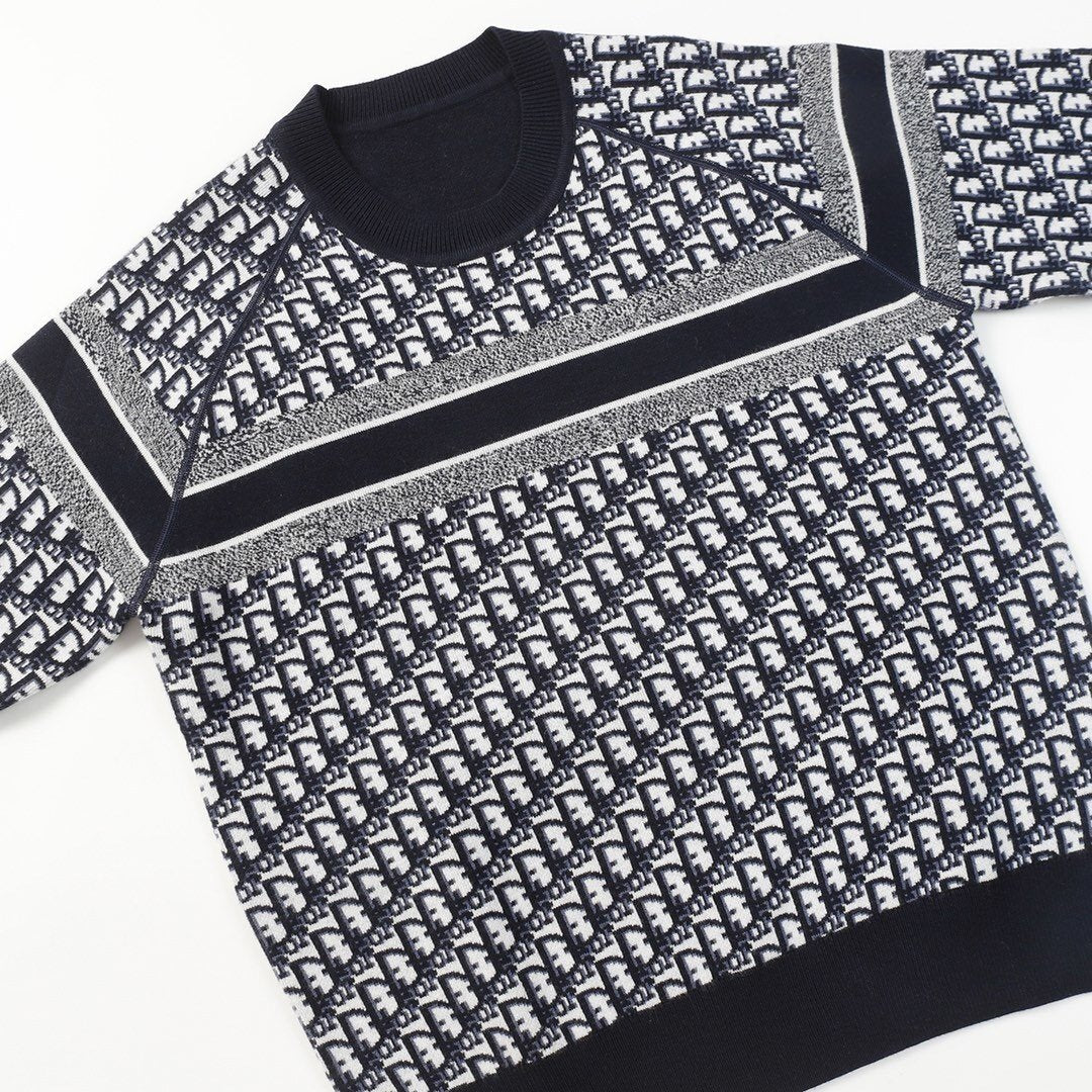 Dior Reversible Round Neck Sweater Blue Double-Sided