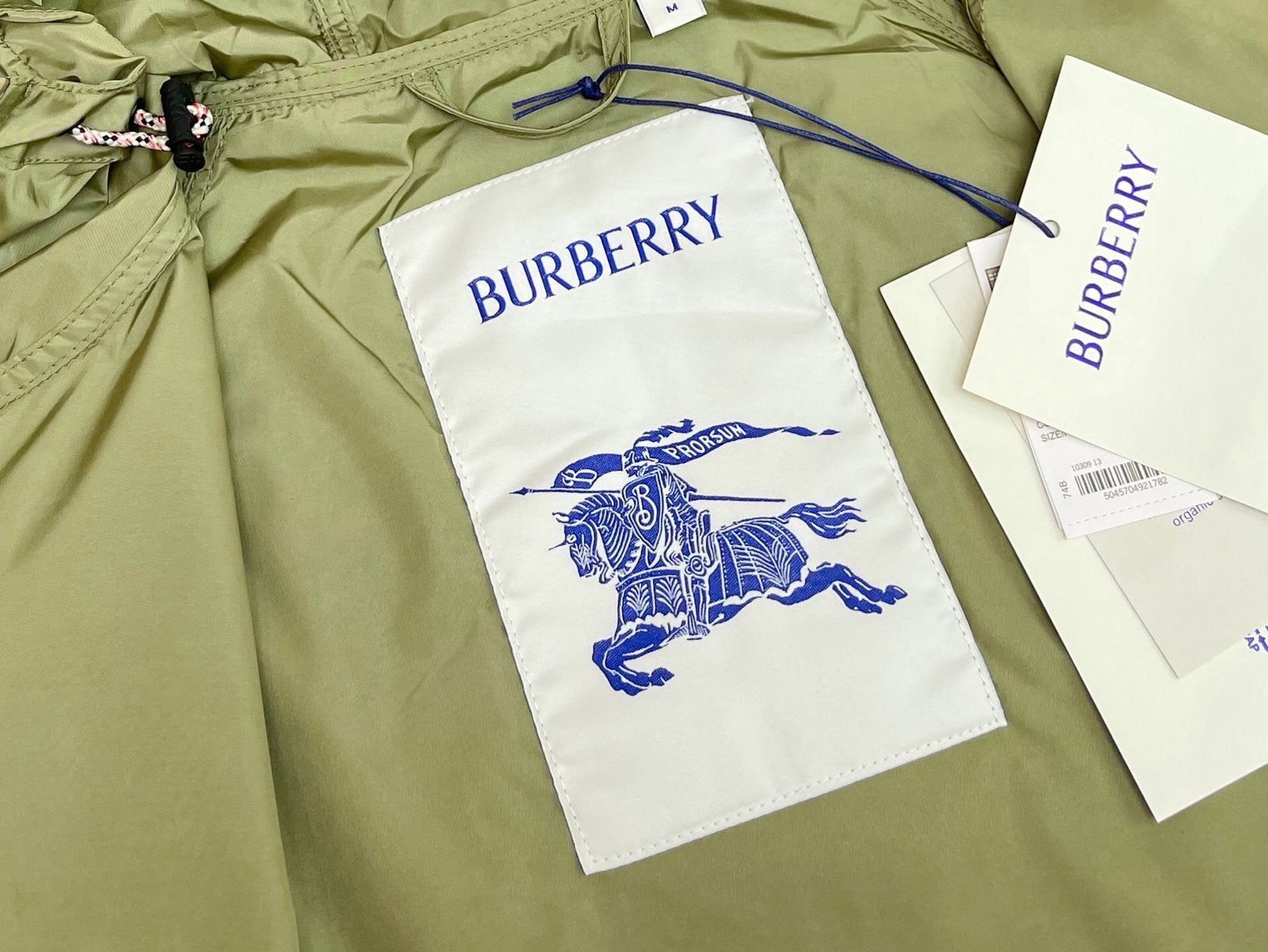 Burberry Olive Green Nylon Jacket Check-strip