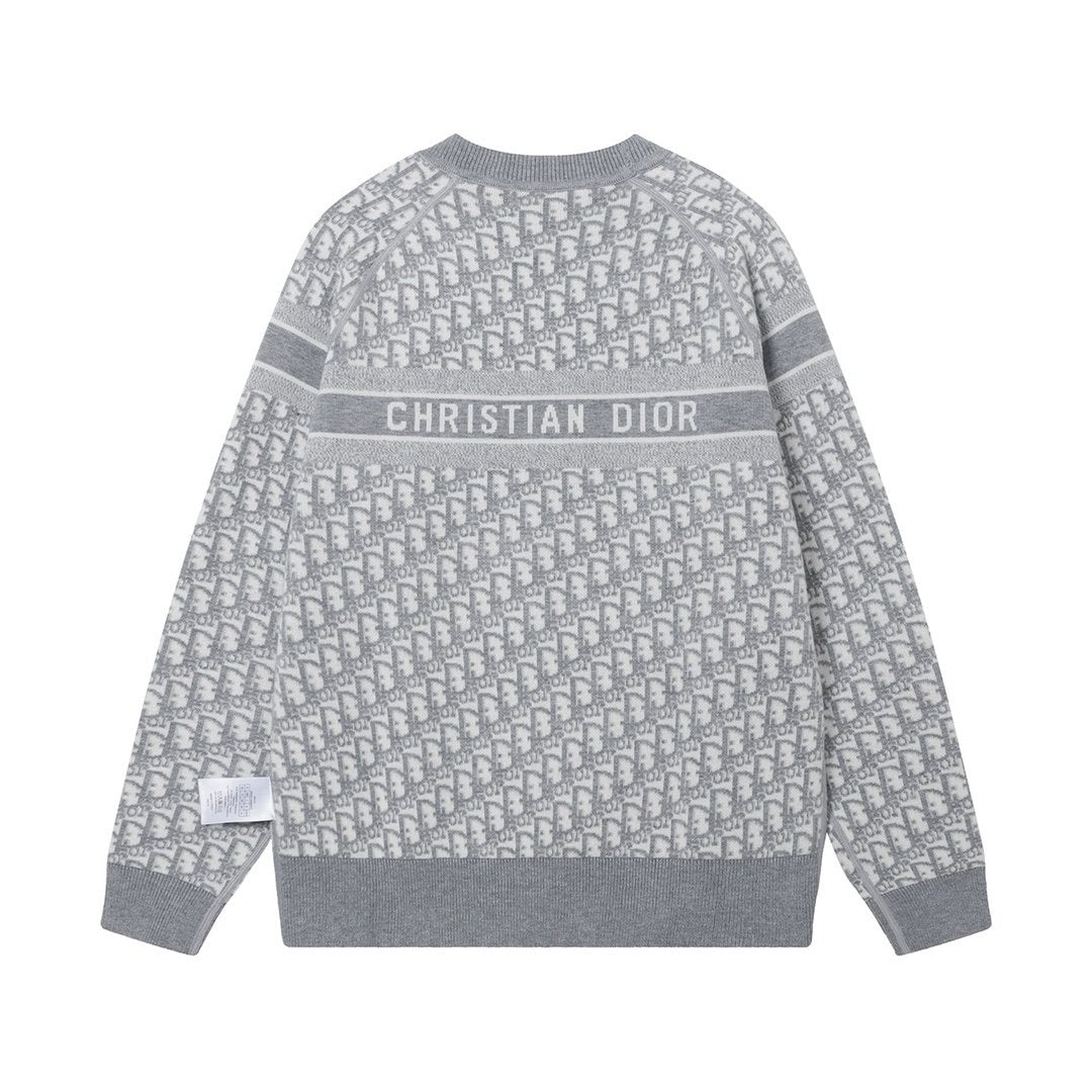 Dior Reversible Round Neck Sweater Grey  Double-Sided