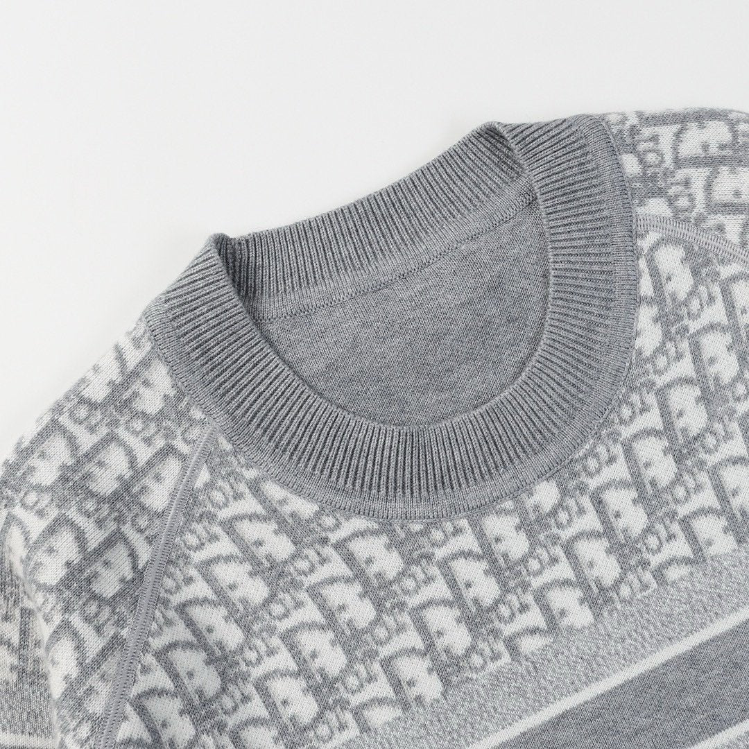 Dior Reversible Round Neck Sweater Grey  Double-Sided