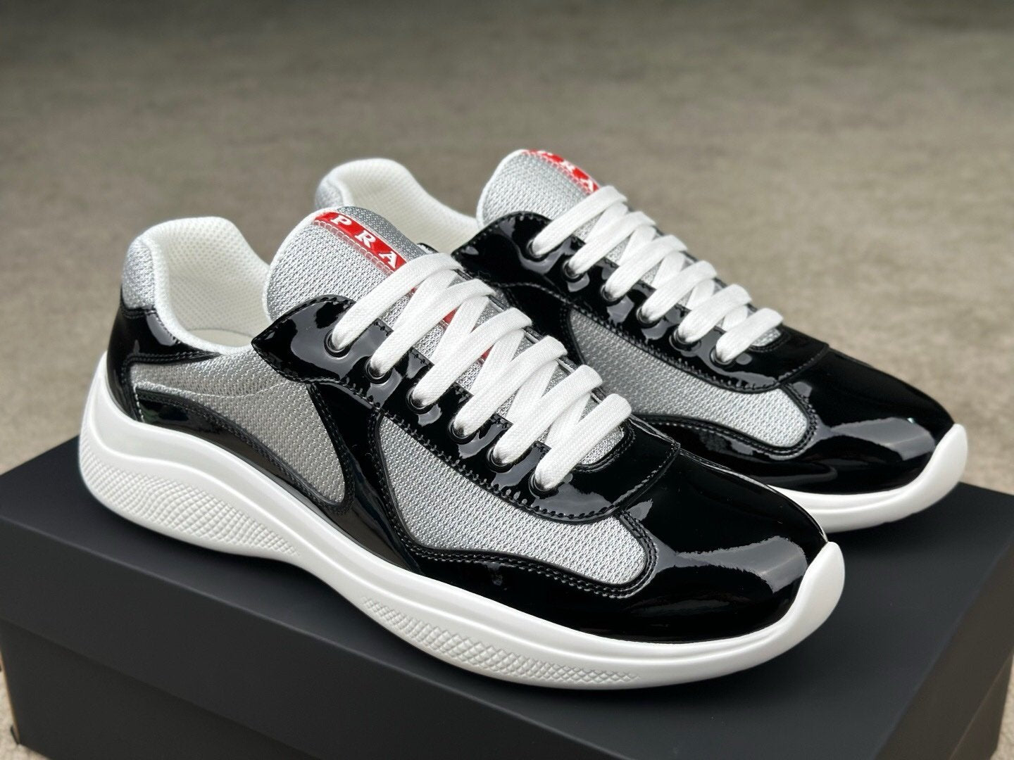 Prada Americas Cup Navy Grey Trainers Classic