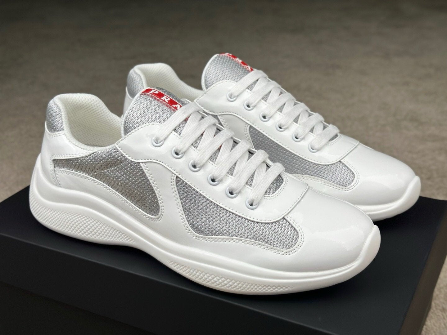 Prada Americas Cup White Grey Trainers