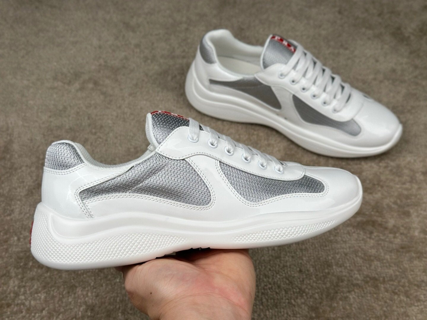 Prada Americas Cup White Grey Trainers
