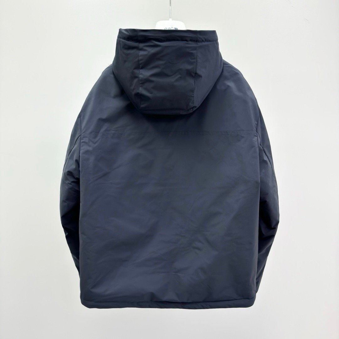 Moncler Navy Nohedes Leather Pocket Hooded Jacket