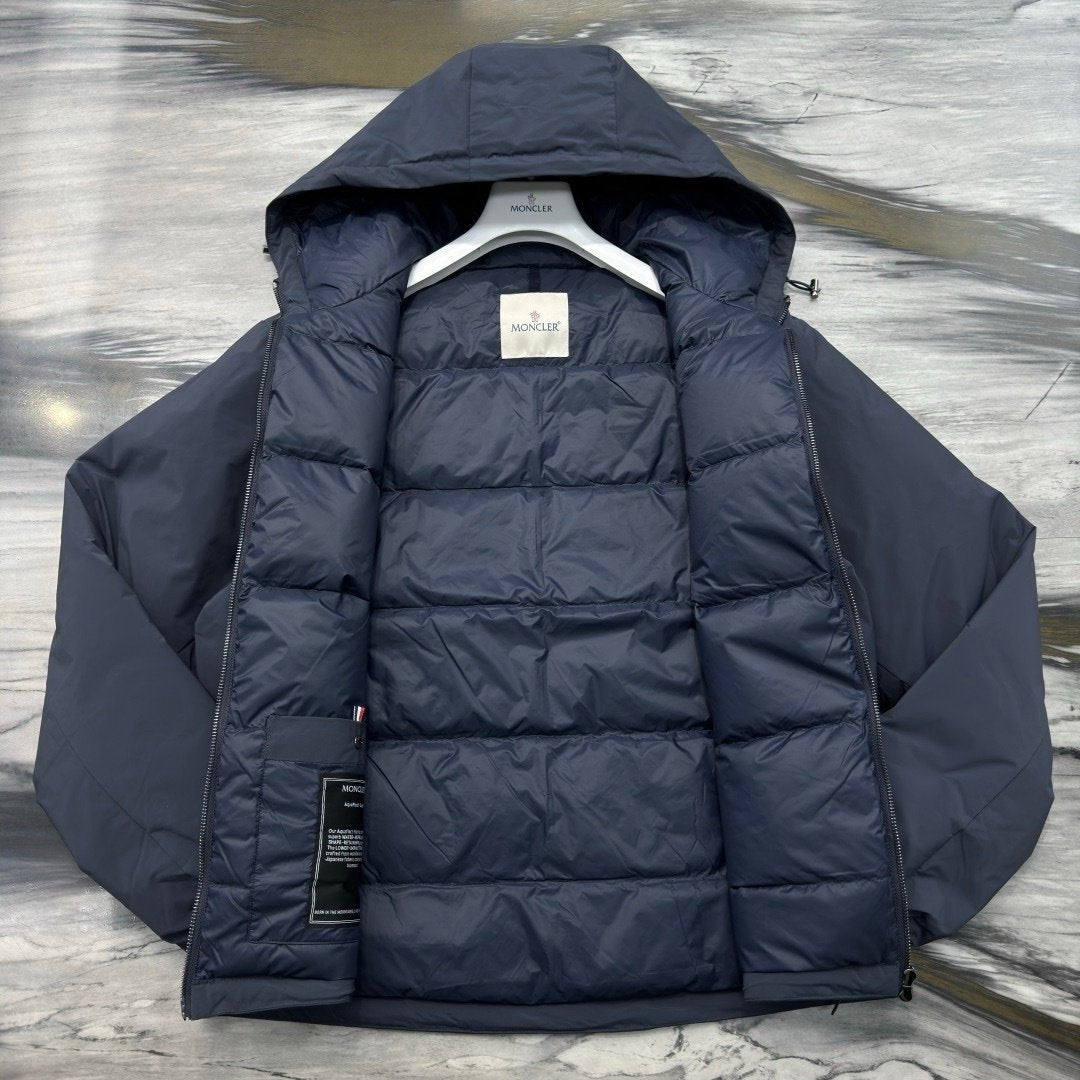 Moncler Navy Nohedes Leather Pocket Hooded Jacket