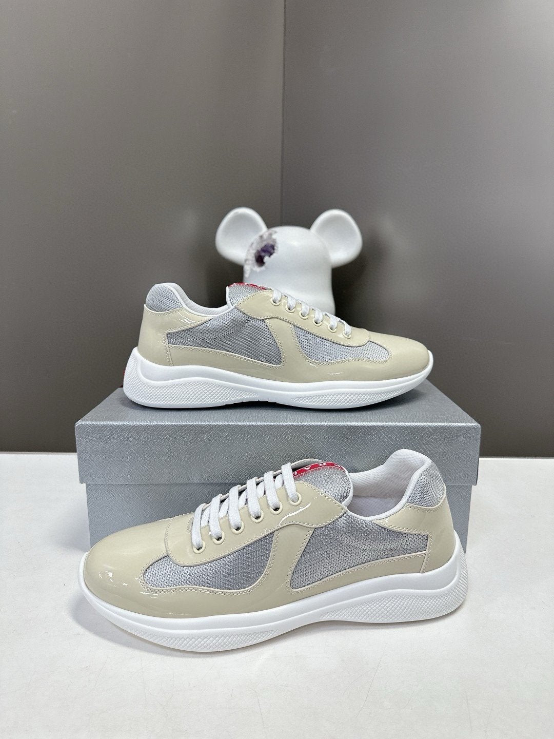 Prada Americas Cup Beige Grey Trainers