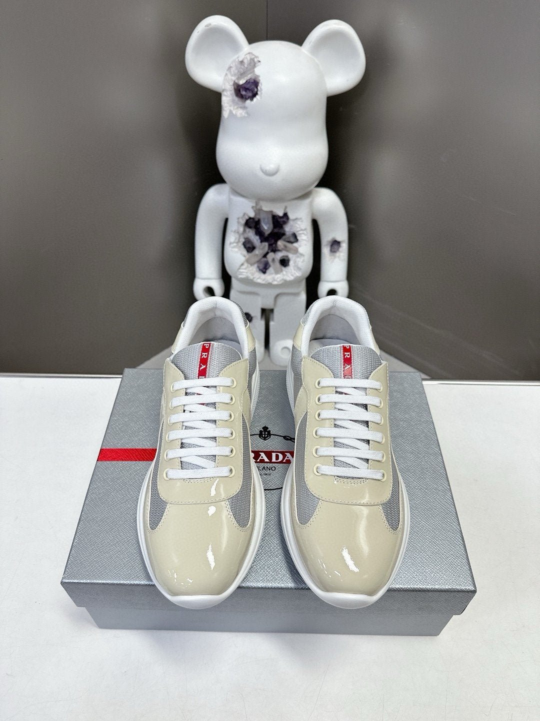 Prada Americas Cup Beige Grey Trainers