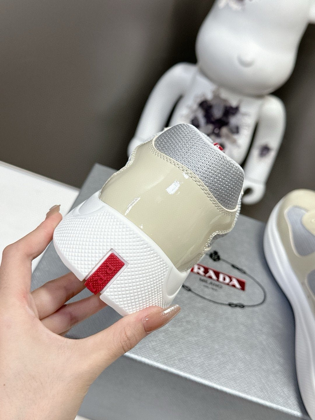 Prada Americas Cup Beige Grey Trainers