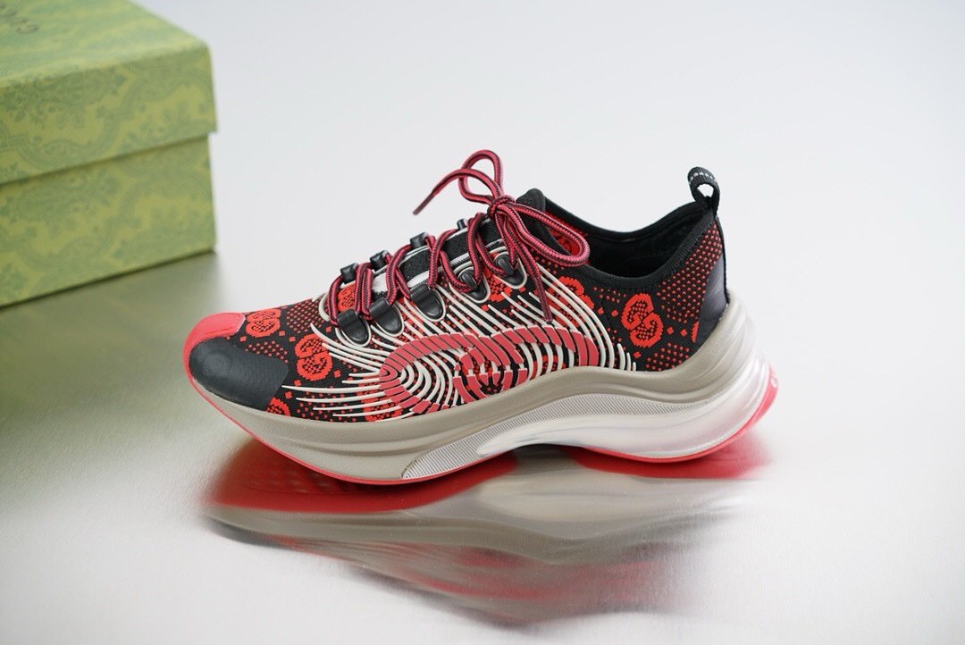 Gucci Monogram Run Sneaker Black Red
