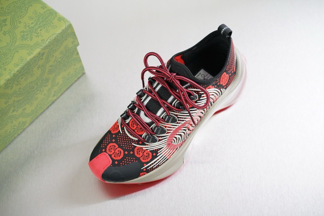 Gucci Monogram Run Sneaker Black Red