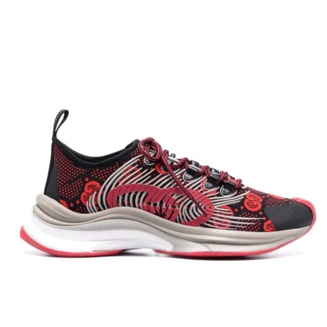 Gucci Monogram Run Sneaker Black Red